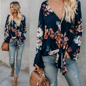 VICI LOVESTITCH floral tie top